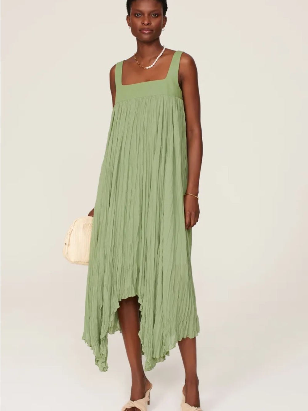 Bibhu Mohapatra x RTR Sleeveless High-Low Green Empire Midi Dress